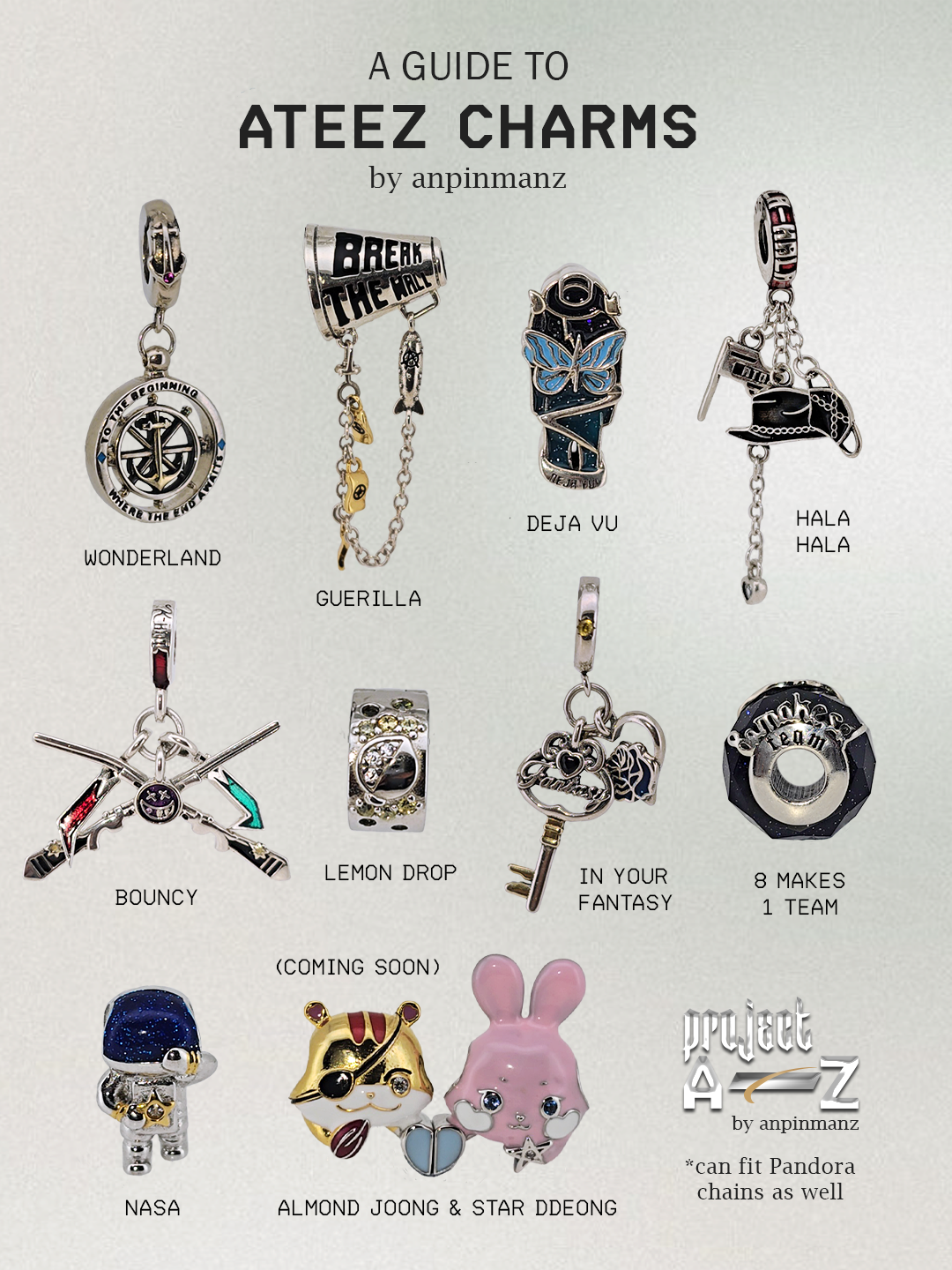 Ateez PROJECT A-Z individual charms