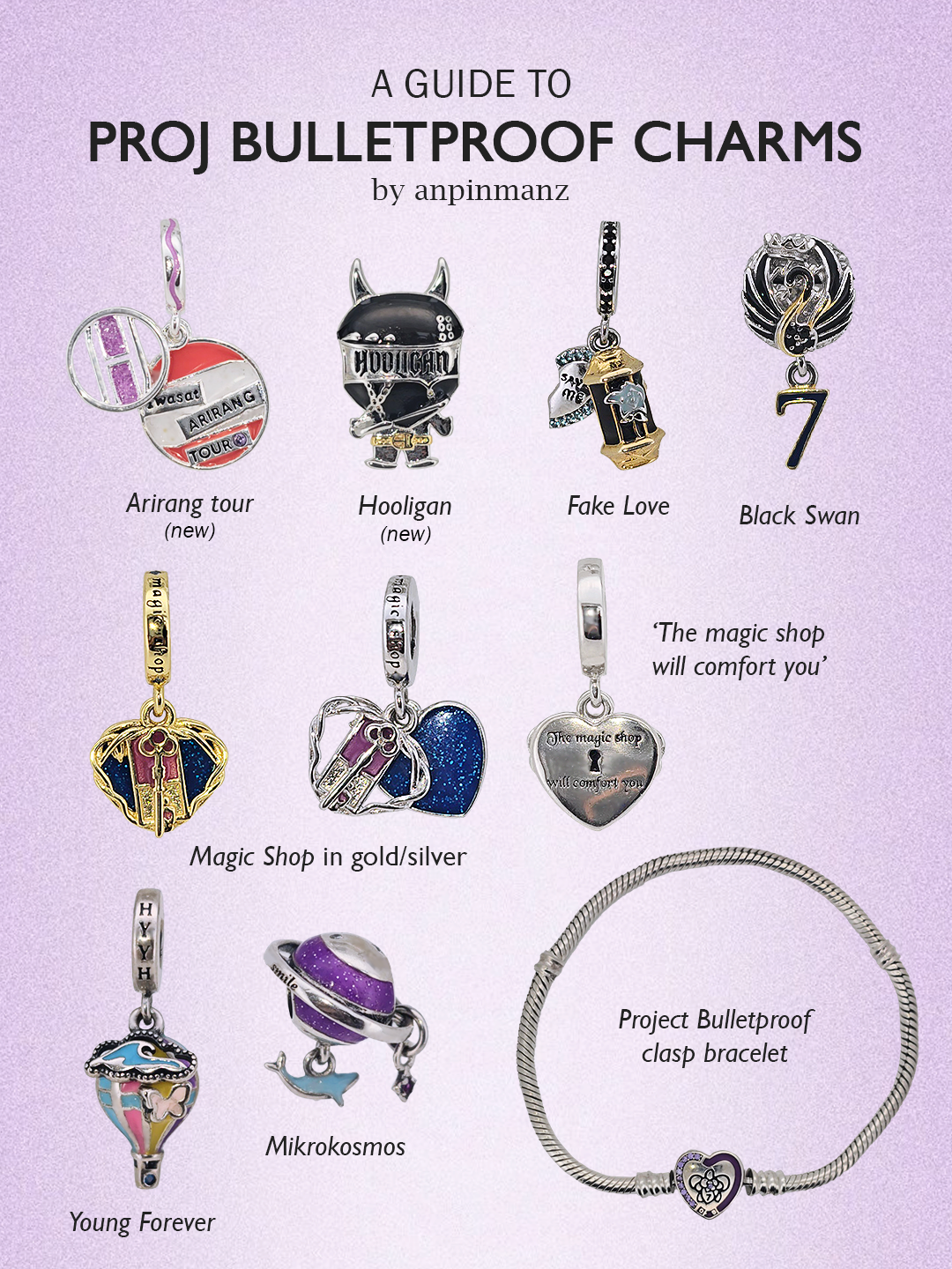 Project Bulletproof individual charms/set