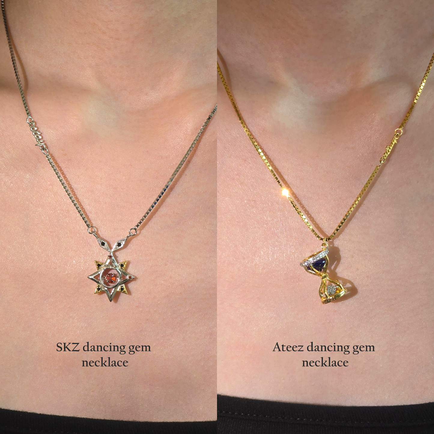 SKZ & Ateez dancing gem necklaces